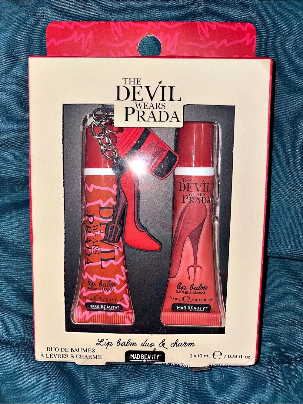 Mad Beauty Lip Balm Duo & Charm in Red & Pink NWT
